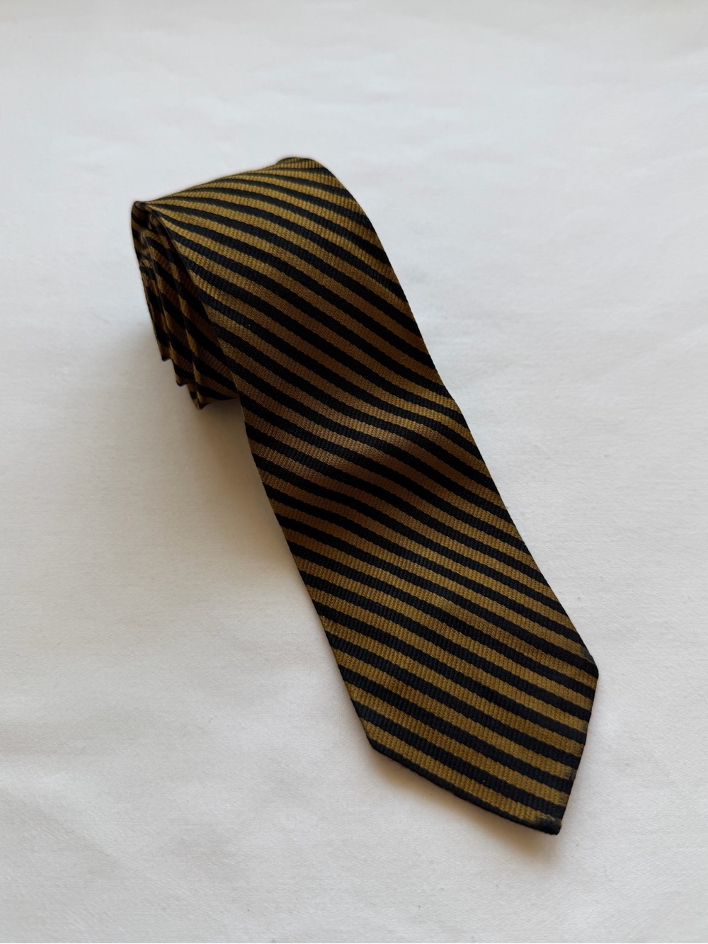 Vintage All Silk Black & Gold Striped Men’s Necktie
